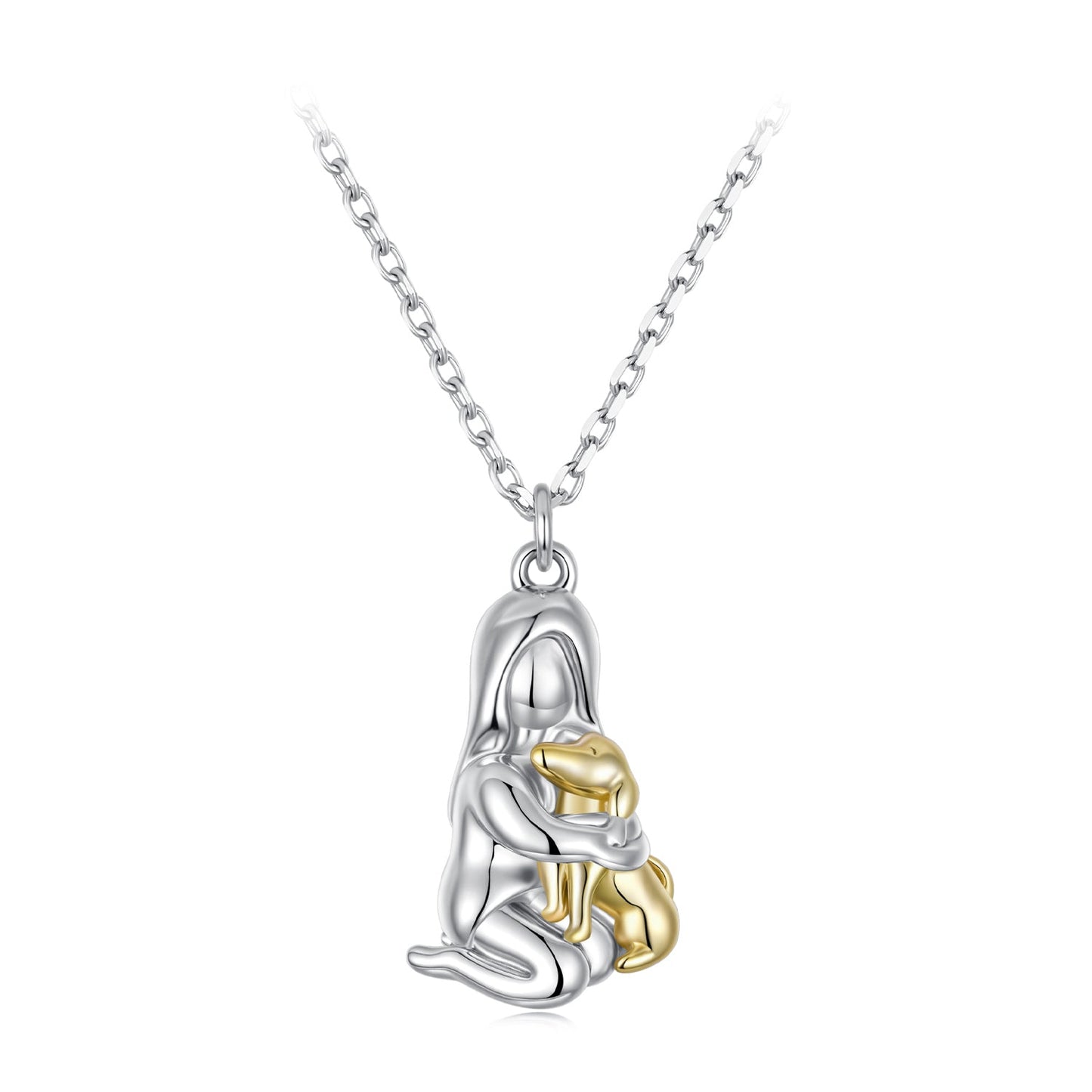 925 Sterling Silver & White Gold 1.9*1.1cm Pendant Necklace for Women