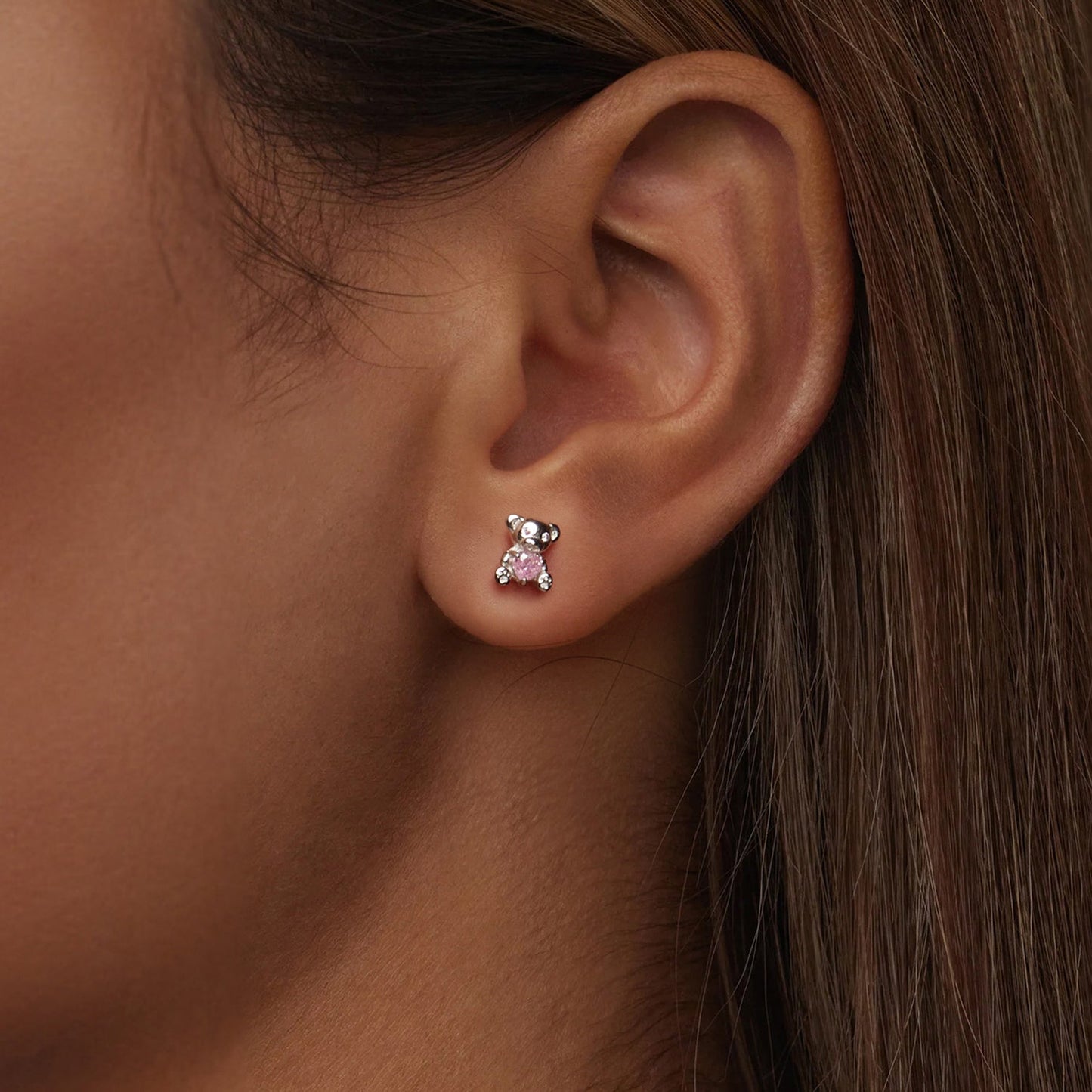 925 Sterling Silver Earrings with CZ in White Gold Plating