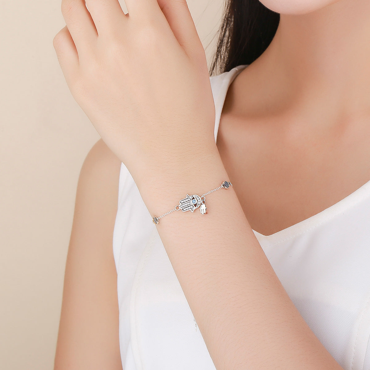 925 Sterling Silver Bracelet 21cm Long with 1.0*1.7cm Charms for Women