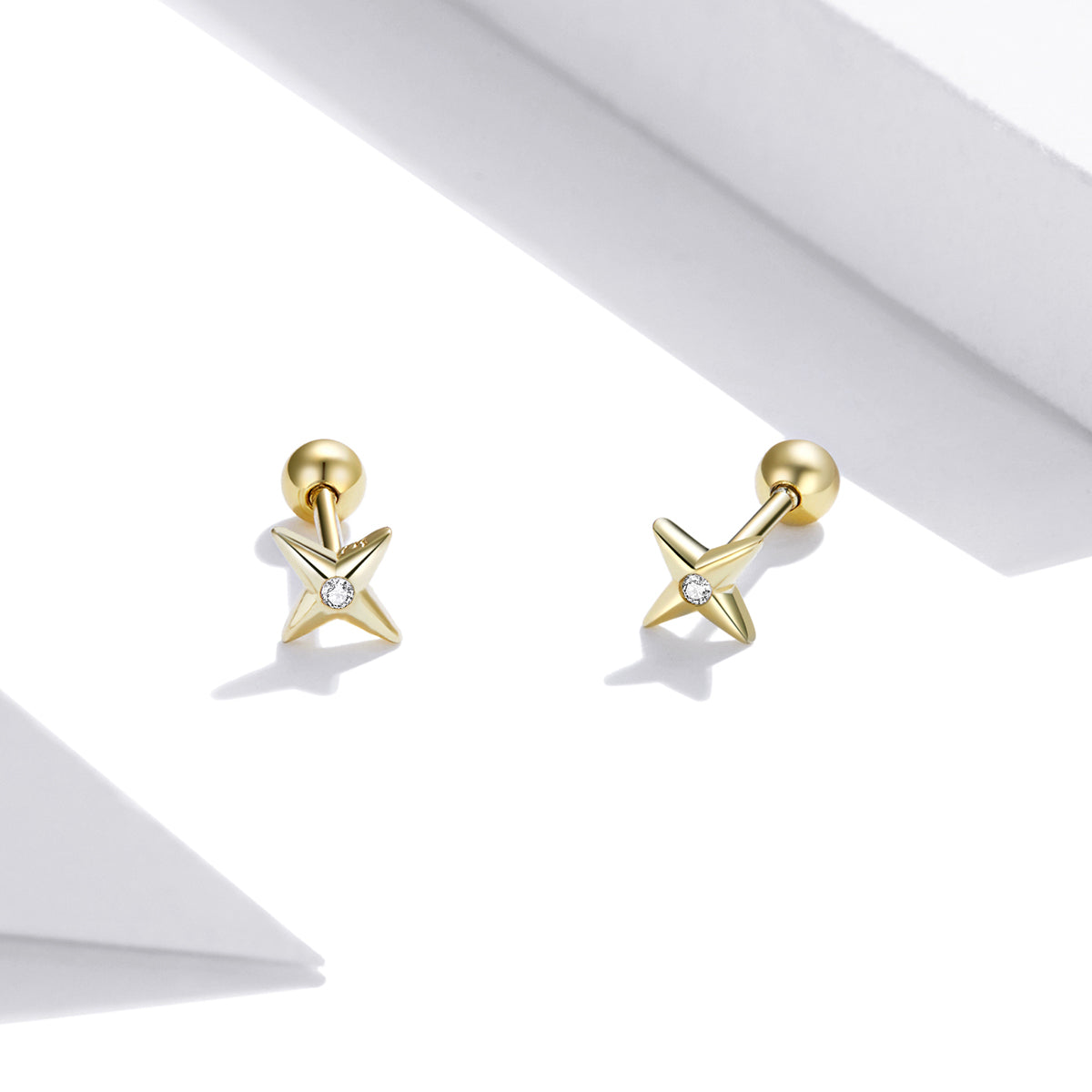 925 Sterling Silver Pavé CZ Gold Plated Earrings