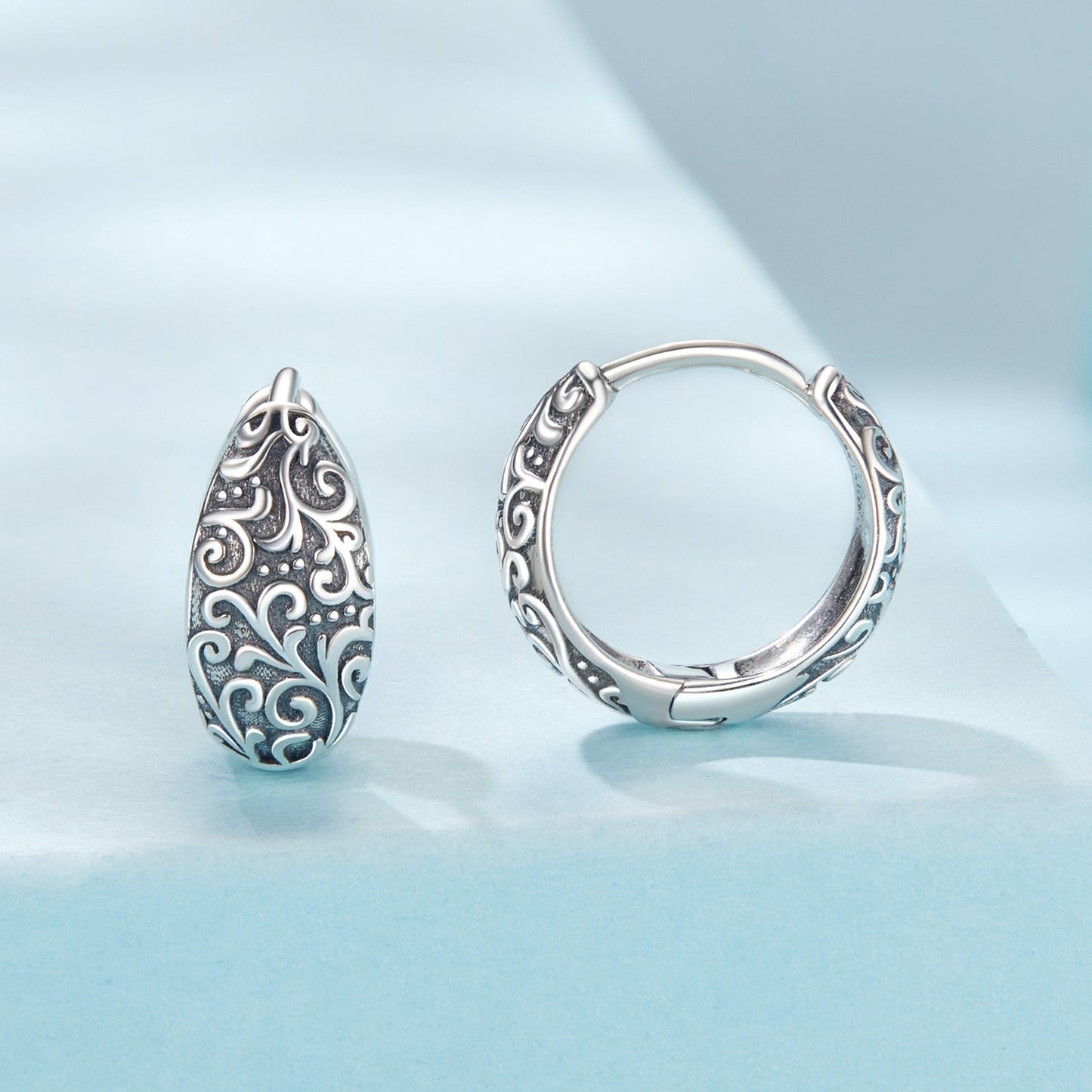 925 Sterling Silver Oxidized Silver Earrings 1.2*0.6cm for Women