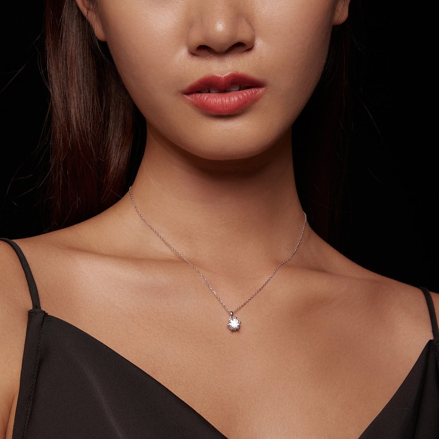 925 Sterling Silver Moissanite Necklace 39cm+5cm Length for Women