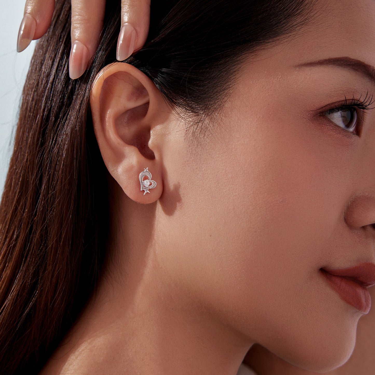 925 Sterling Silver Earrings with Pavé Setting CZ in White Gold