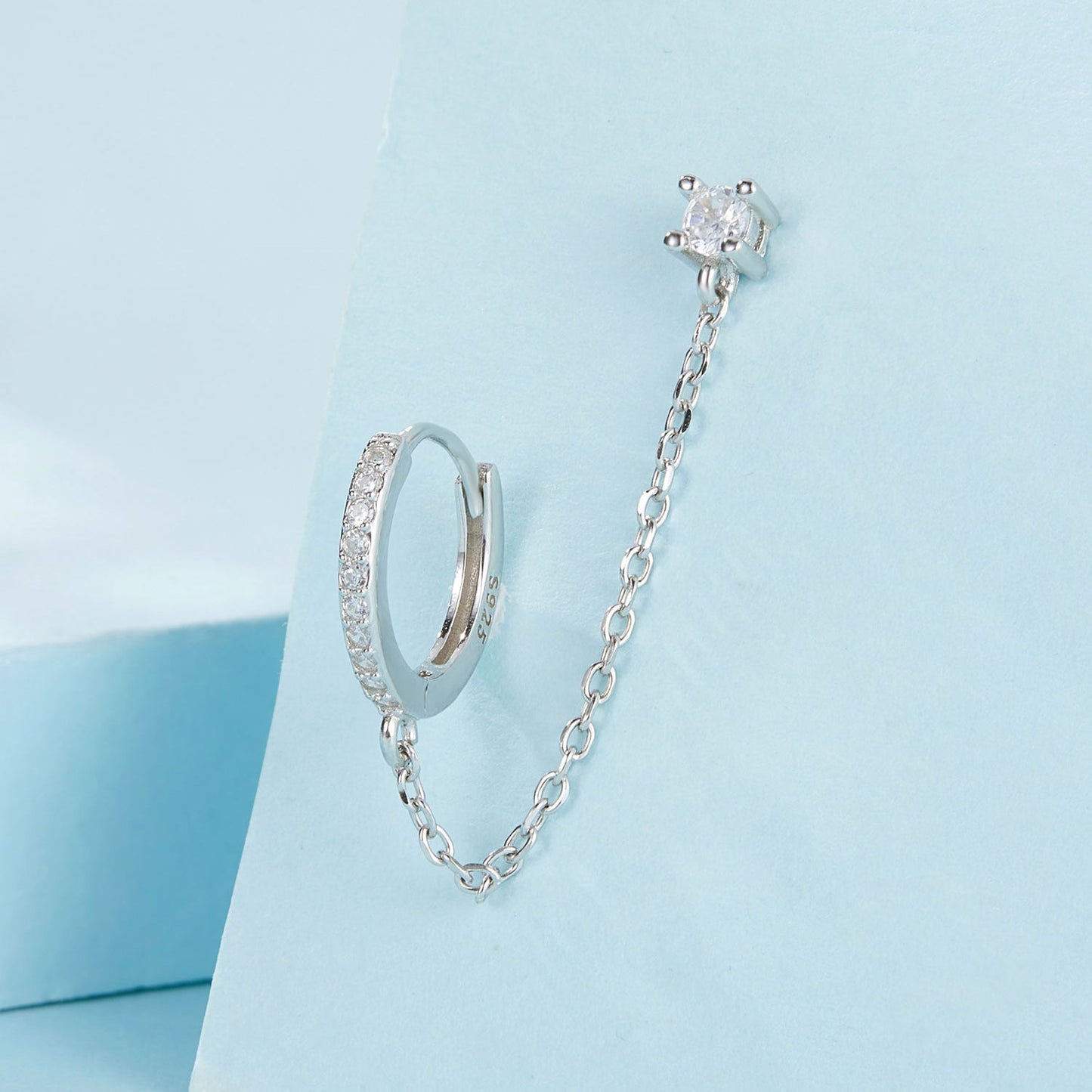S925 Sterling Silver 3mm Pavé Setting CZ Earrings for Women