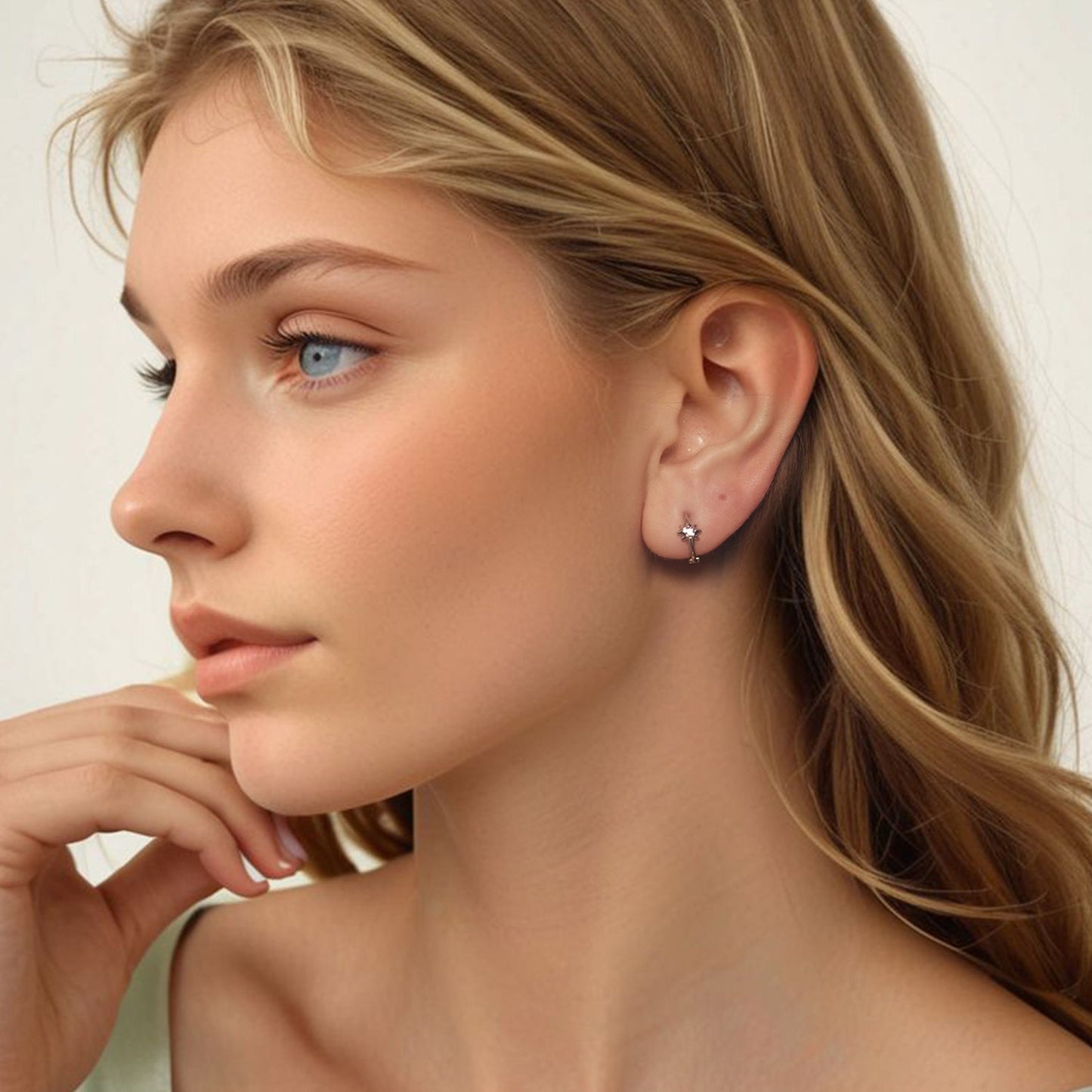 925 Sterling Silver White Gold Plated Earrings with CZ for Women