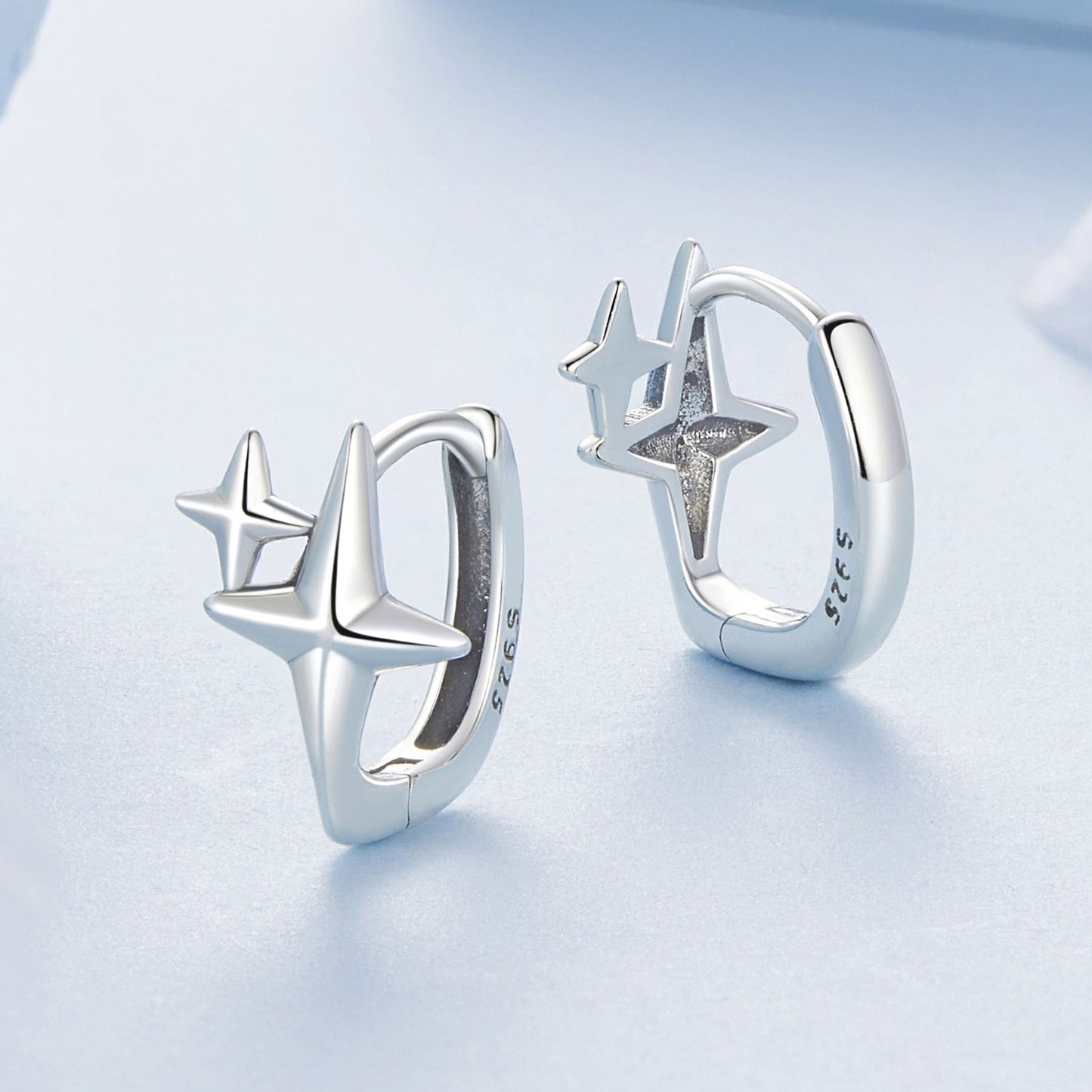 925 Sterling Silver Earrings with White Gold Plating, Size 1.2*0.9cm for Women