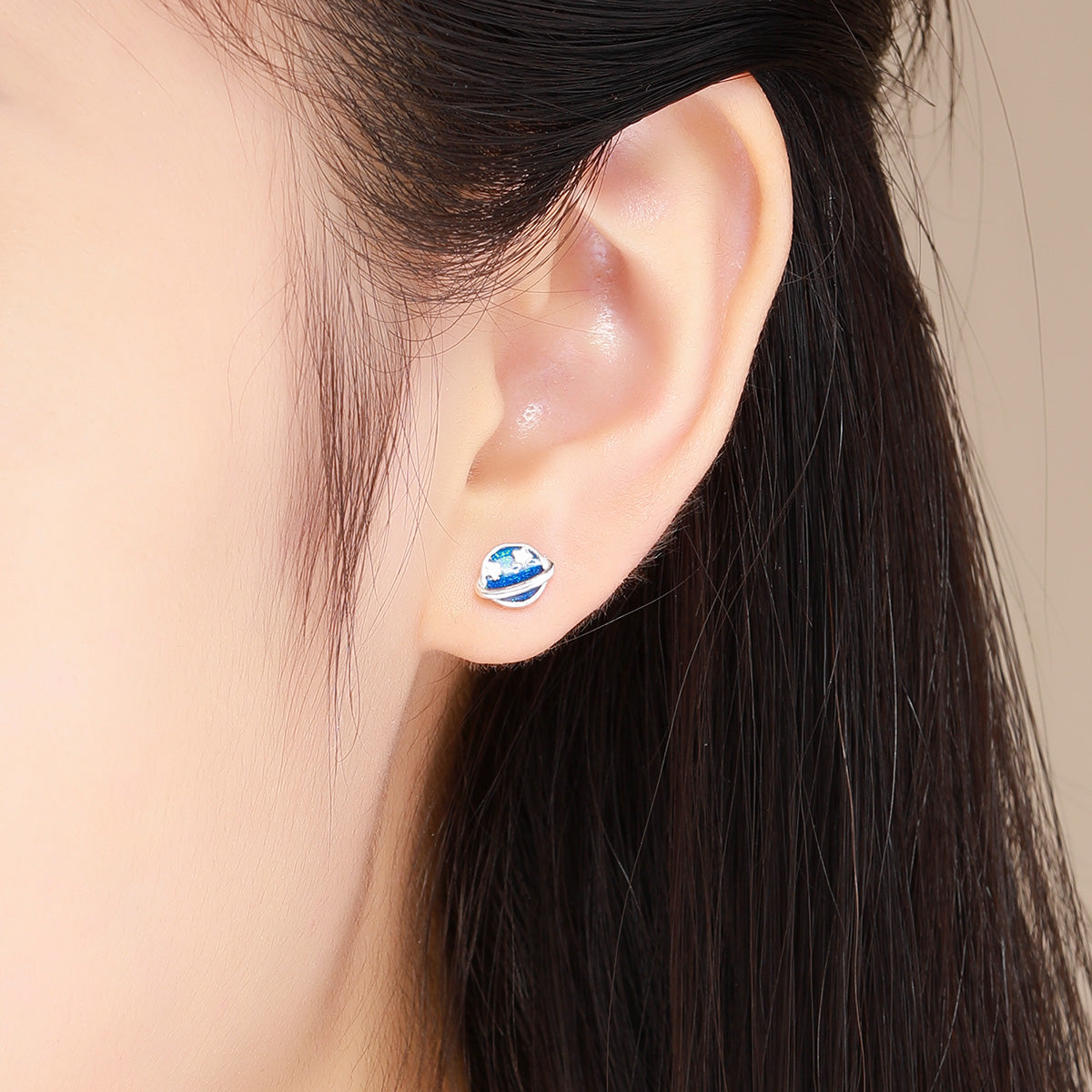 925 Sterling Silver Earrings for Women - Enamel Moon and Sun Design, 0.7x0.6cm, 0.6x0.8cm
