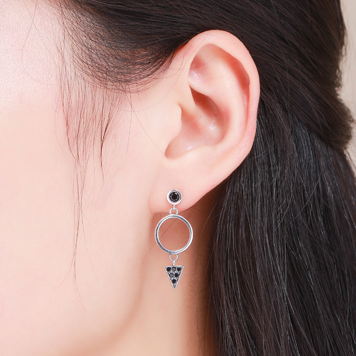 925 Sterling Silver Oxidized Pavé Setting CZ Earrings