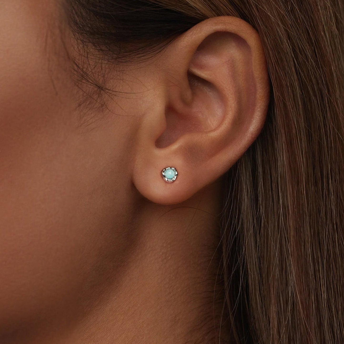 925 Sterling Silver Amazonite Earrings 0.55cm Plated White Gold for Women