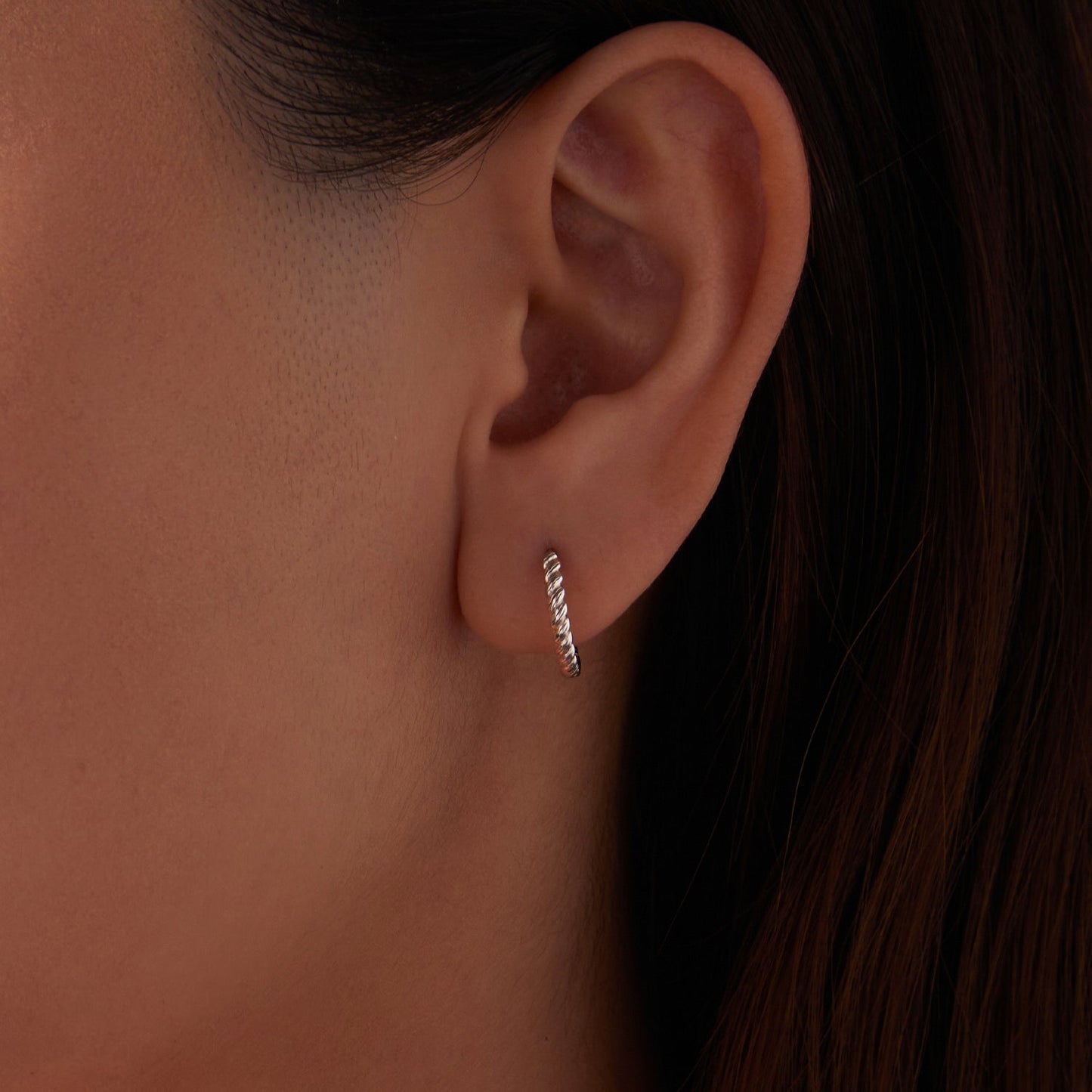925 Sterling Silver Plated White Gold Earrings Size 1.4x0.2cm for Women