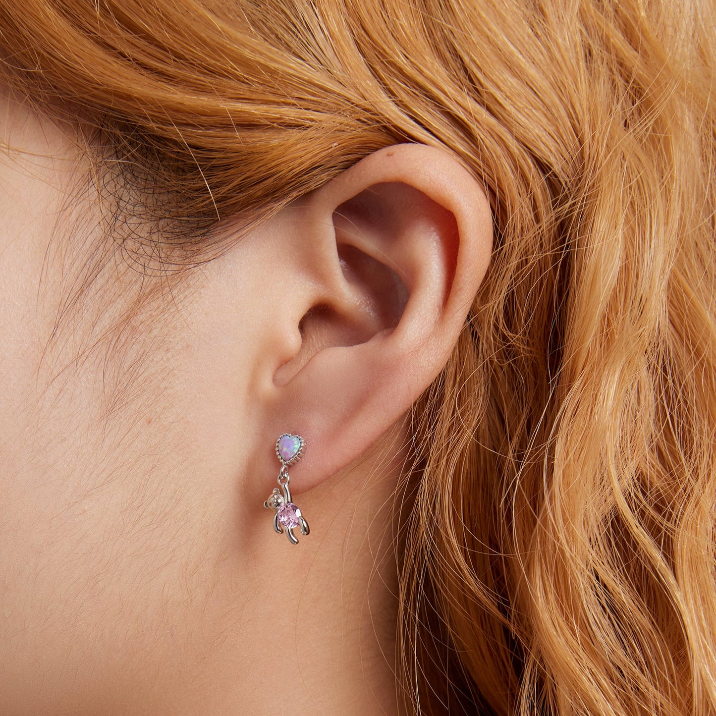 925 Sterling Silver Earrings with Translucent Opal and CZ for Women