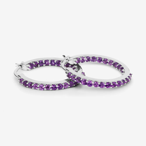 1.44 Carat Genuine Amethyst .925 Sterling Silver Earrings