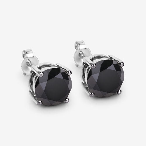 4.81 Carat Genuine Black Diamond 14K White Gold Earrings