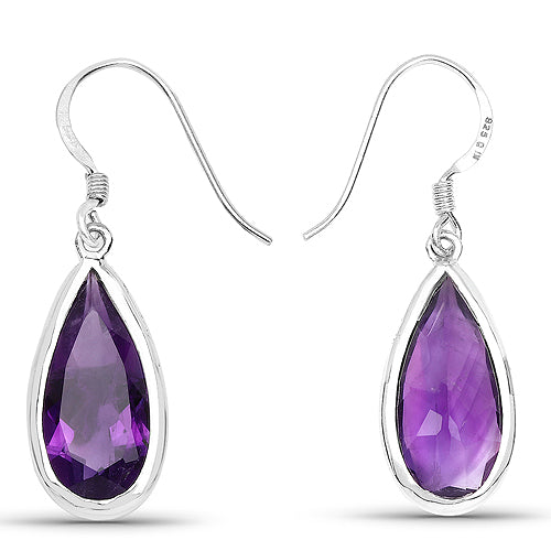 10.10 Carat Genuine Amethyst .925 Sterling Silver Earrings