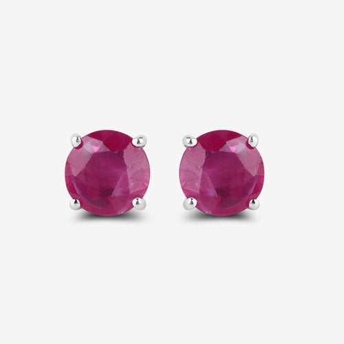 0.86 Carat Genuine Ruby 10K White Gold Earrings