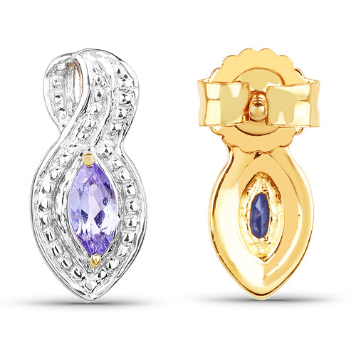 14K Yellow Gold Plated 0.28 Carat Genuine Tanzanite .925 Sterling Silver Earrings