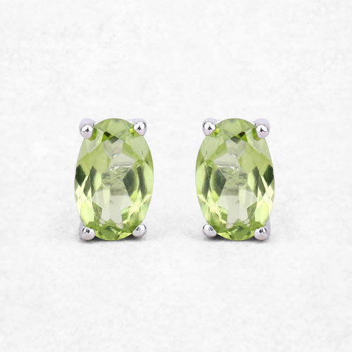1.66 Carat Genuine Peridot .925 Sterling Silver Earrings