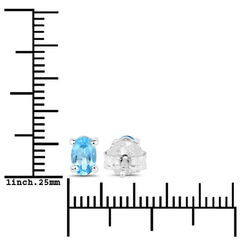 1.02 Carat Genuine Swiss Blue Topaz .925 Sterling Silver Earrings