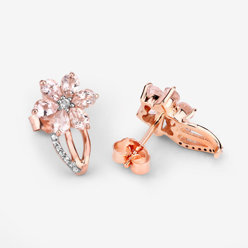 1.66 Carat Genuine Morganite and White Topaz .925 Sterling Silver Earrings