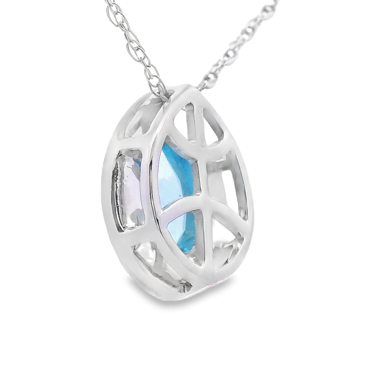 Blue Topaz Diamond Fashion Pendants 10KT White Gold
