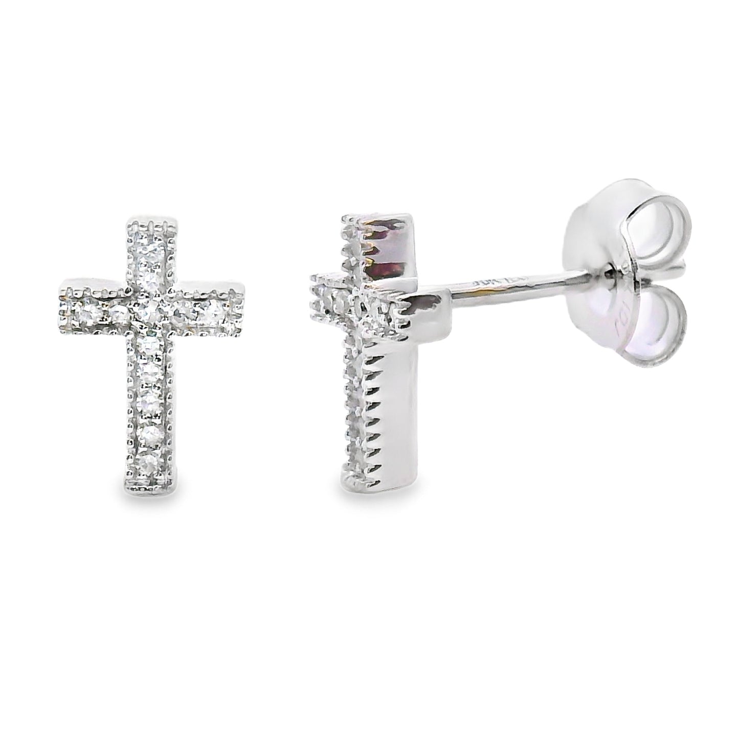 .09ct Diamond Cross Earrings 10KT White Gold