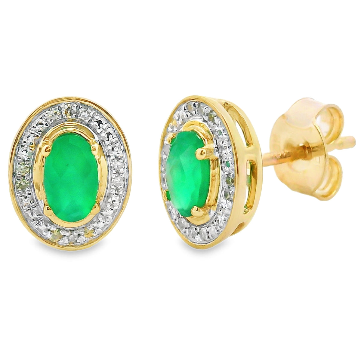 .54ct Chalcedony Diamond Earrings 10KT Yellow Gold