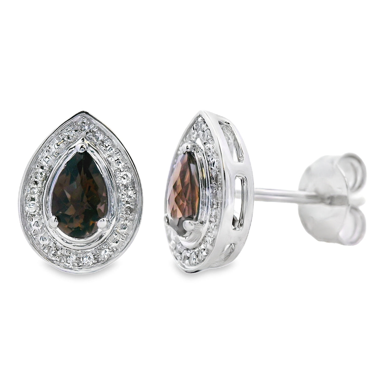 .50ct Quartz Diamond Stud Earrings 10KT White Gold