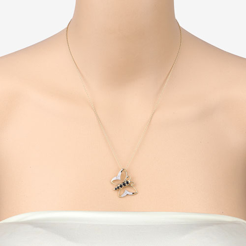 0.56 Carat Genuine Blue Sapphire and White Zircon .925 Sterling Silver Necklace