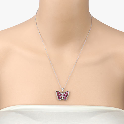 2.07 Carat Genuine Ruby and White Zircon .925 Sterling Silver Pendant