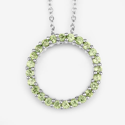 0.84 Carat Genuine Peridot .925 Sterling Silver Pendant