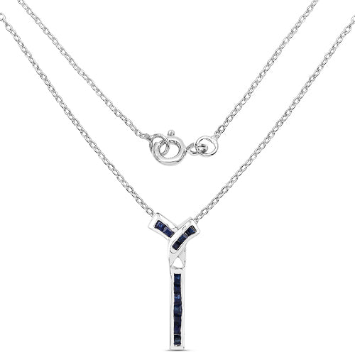 0.72 Carat Genuine Blue Sapphire .925 Sterling Silver Pendant