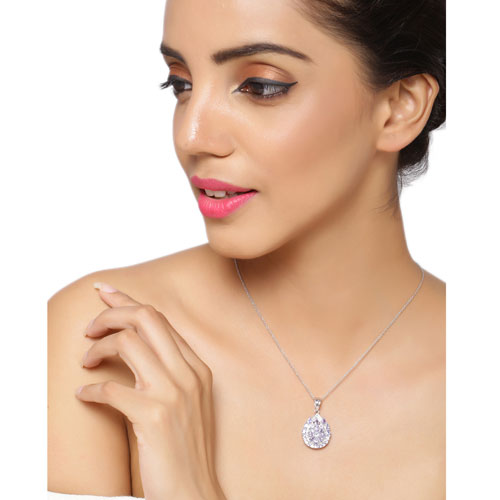 2.64 Carat Genuine Tanzanite and White Topaz .925 Sterling Silver Pendant