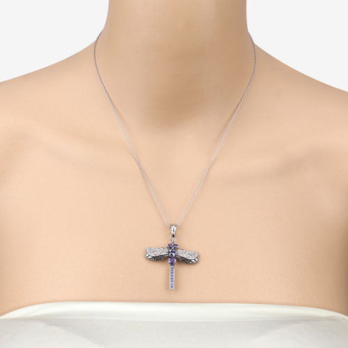 1.99 Carat Genuine Tanzanite and White Zircon .925 Sterling Silver Pendant