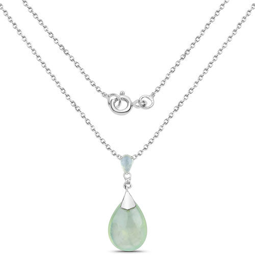 11.92 Carat Genuine Prehnite .925 Sterling Silver Pendant