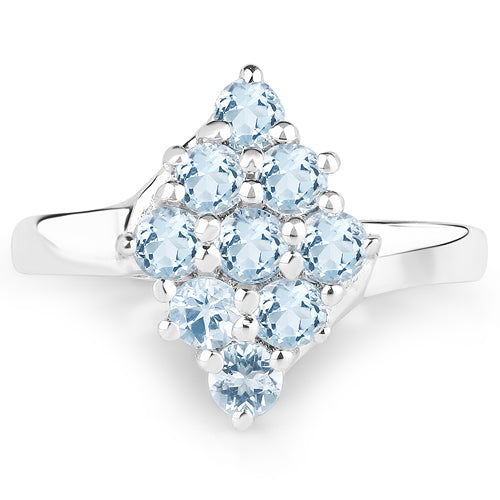 1.08 Carat Genuine Blue Topaz .925 Sterling Silver Ring
