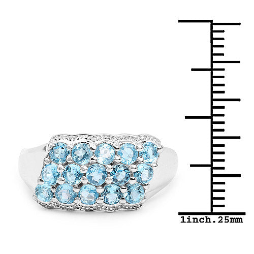 1.50 Carat Genuine Swiss Blue Topaz .925 Sterling Silver Ring