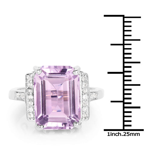 6.33 Carat Genuine Amethyst & White Topaz .925 Sterling Silver Ring