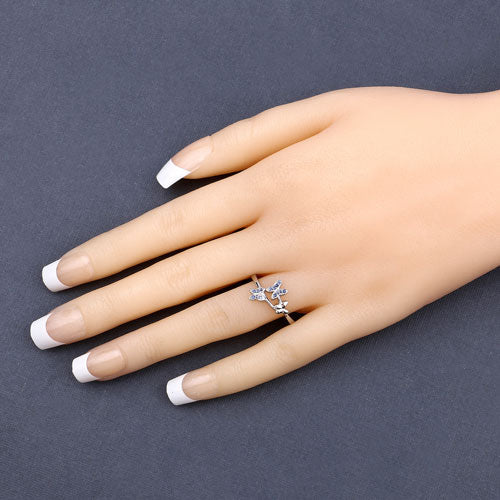 0.14 Carat Genuine Blue Sapphire .925 Sterling Silver Ring