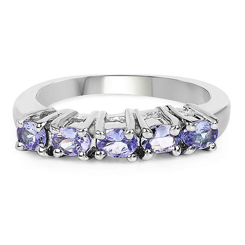0.85 Carat Genuine Tanzanite .925 Sterling Silver Ring
