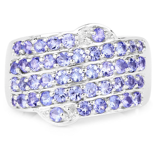 1.58 Carat Genuine Tanzanite .925 Sterling Silver Ring