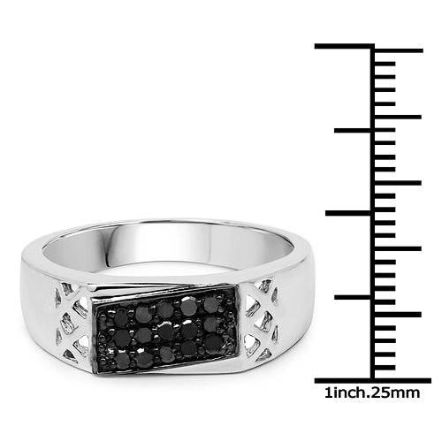 0.23 Carat Genuine Black Diamond .925 Sterling Silver Ring
