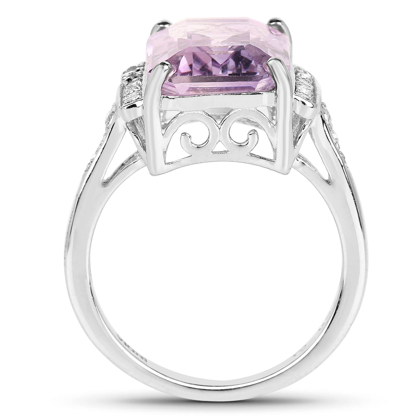 6.33 Carat Genuine Amethyst & White Topaz .925 Sterling Silver Ring