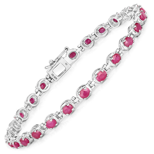5.50 Carat Genuine Ruby .925 Sterling Silver Bracelet