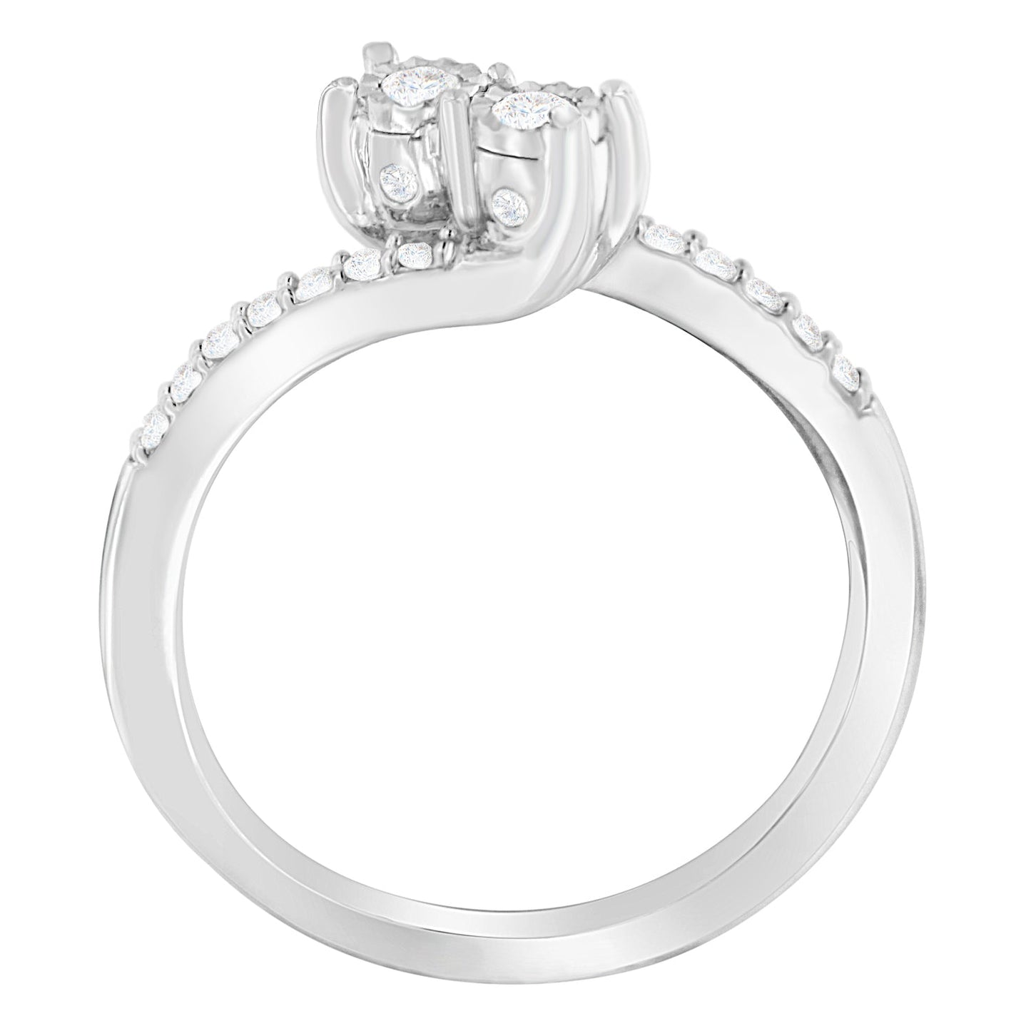 10K White Gold 1/4 Cttw Two-Stone Diamond Bypass Engagement Ring