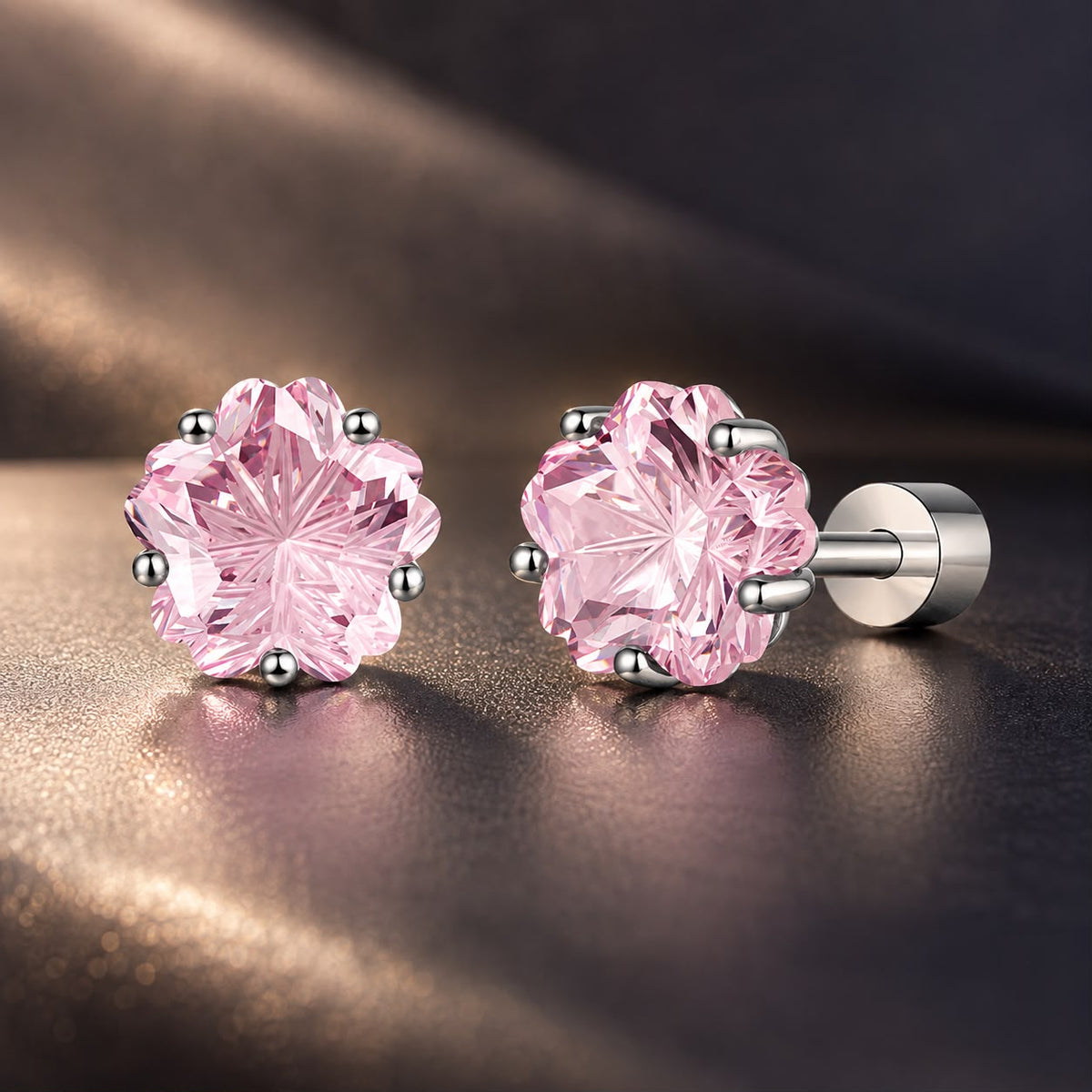 925 Sterling Silver White Gold Plated Pavé CZ 0.6x0.6 cm Earrings for Women