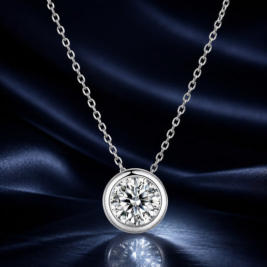 S925 Sterling Silver Moissanite Necklace 400mm with 1ct Moissanite for Women