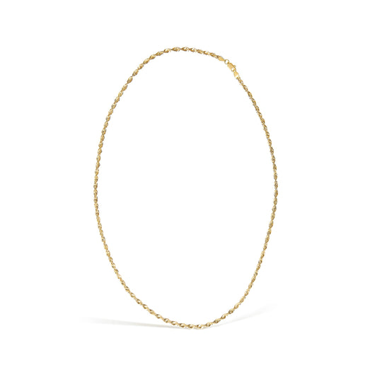 Men's Solid 10K Yellow Gold 3.2mm Light Rope Chain Necklace