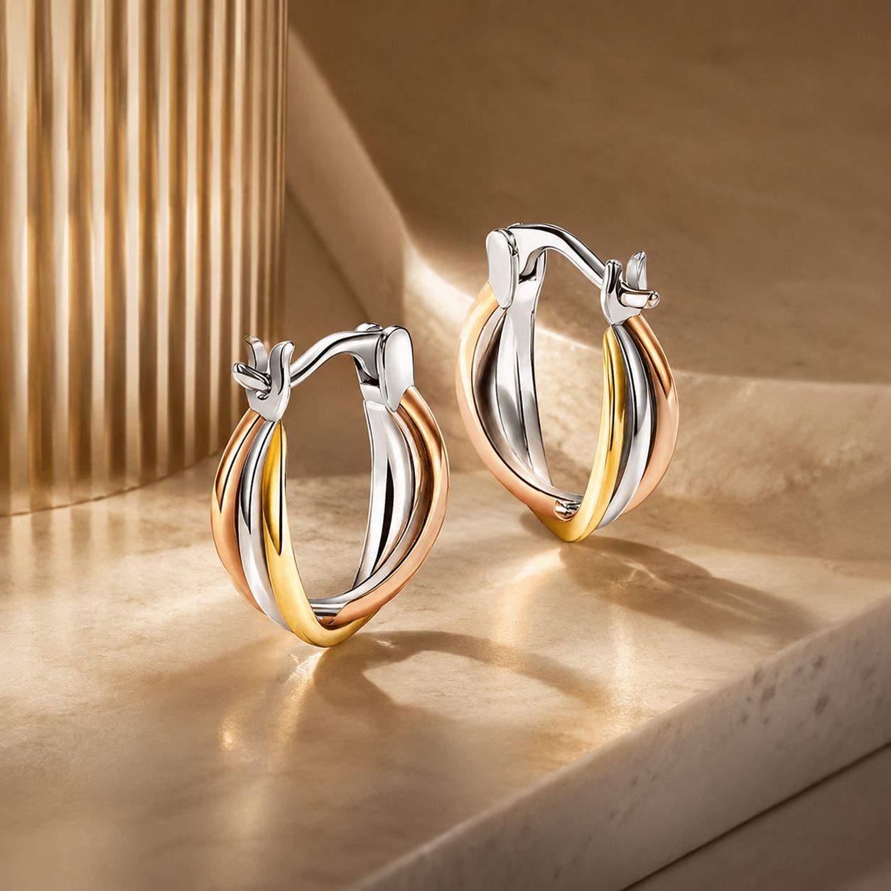 S925 Sterling Silver Earrings with Platinum, Rose Gold, and Gold Plating for Women