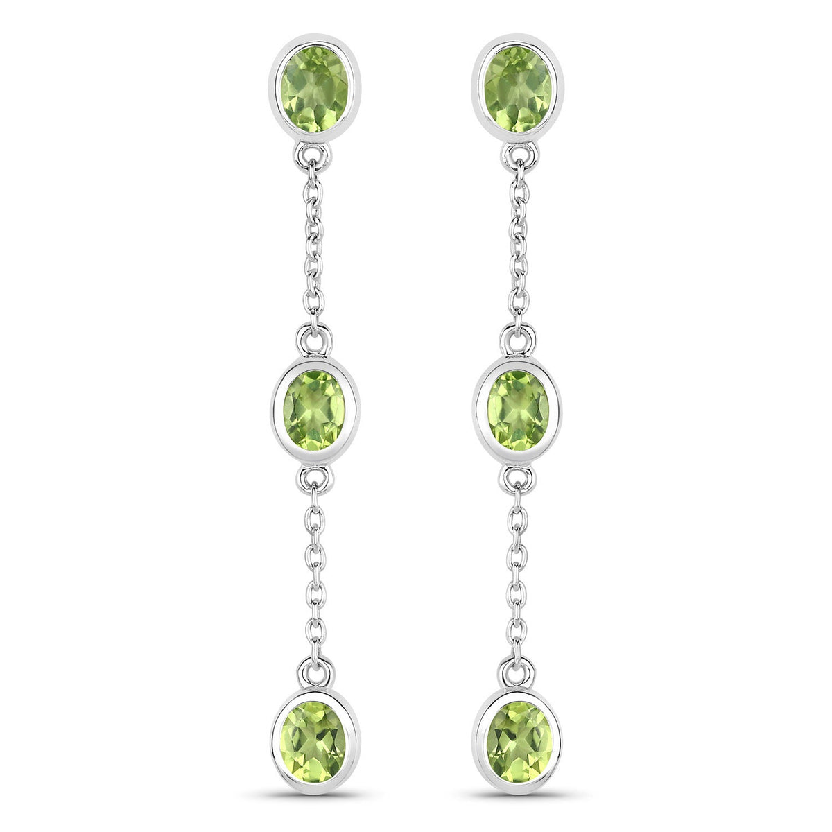 2.10 Carat Genuine Peridot .925 Sterling Silver Earrings