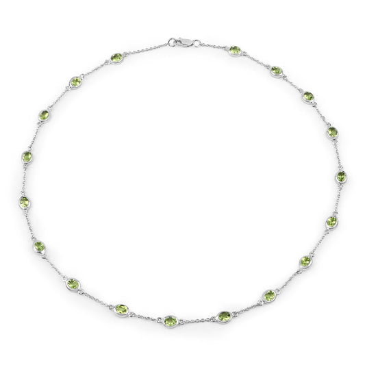 6.30 Carat Genuine Peridot .925 Sterling Silver Necklace